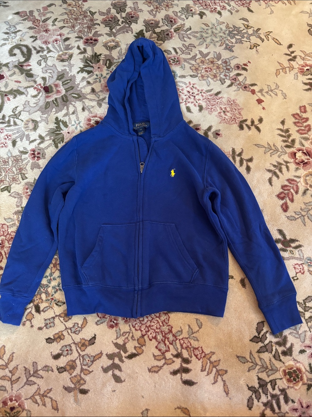 Polo by Ralph Lauren Kids Royal Blue Zip-Up Hoodie with Yellow Pony